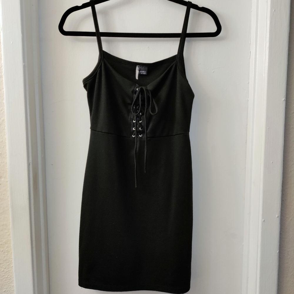 Black Lace-Up Mini Dress